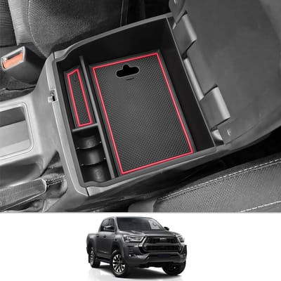 Center Console Organizer voor Toyota Hilux 2016-2024 | Opbergruimte, Armsteun en Handschoenenvak | Praktische Accessoires voor Efficiënte Autostorage
