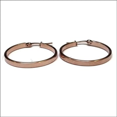 Aramat Jewels | Oorringen | RVS Gladde Oorringen Diverse Kleuren 14mm - Strakke Hoepel Oorbellen | 30mm / Rosékleurig | |3,5mm | Staal | Volwassenen | Verkleurd niet