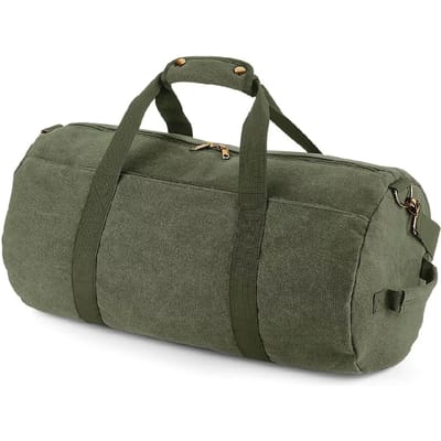 BagBase Vintage Canvas Barrel Bag BG655 - Vintage Military Green - 49 x 28 x 28 cm