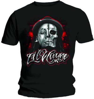 Lil Wayne - Skull Sketch Heren T-shirt - S - Zwart