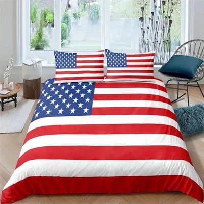 Nationale Vlag Dekbedovertrek Collectie King Size Creatieve Amerikaanse Vlag Beddengoed Collectie Voor Tieners Volwassenen Microvezel Enkele Dubbele Dekbedovertrek AU Double(180x210cm)