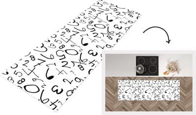Keukenloper - Loper keuken - Nummer - Cijfers - Patronen - Zwart wit - 150x50 cm - Keukenloper vinyl