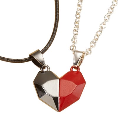 Magnetische Hartjes Ketting Set voor Hem en Haar - Rood / Zwart - Romantisch Liefdes Cadeau - Valentijnsdag - Valentijn Cadeautje voor Mannen