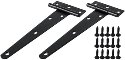 Dailygoods- T-scharnier 150 mm - 2 stuks - zwart gejapanseerd - metalen scharnieren - roestwerende coating - ideaal voor buitengebruik - Deurscharnier