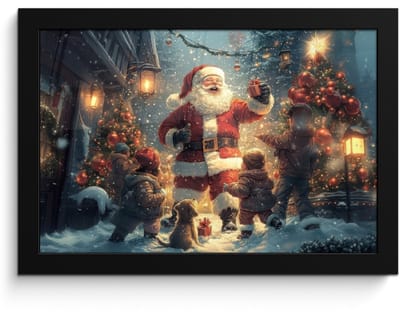 Poster in lijst - Fotolijst 30x20 cm - Posters - Kerstvreugde - Sneeuw - Kleurrijk - Posterlijst zwart - Decoratie - Wanddecoratie woonkamer - Muurdecoratie slaapkamer - Kerstversiering - Kerstdecoratie voor binnen - Kerstmis