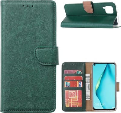 Bookcase Geschikt voor: Huawei P40 Lite - Bookcase Groen - portemonnee hoesje