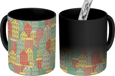 Magische Mok - Foto op Warmte Mokken - Koffiemok - Huis - Patronen - Pastel - Magic Mok - Beker - 350 ML - Theemok