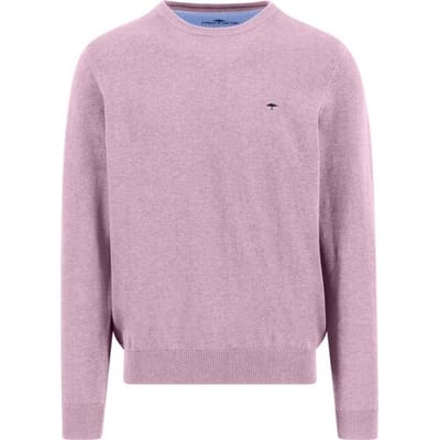 Fynch-Hatton Trui Solid Color O-Neck Superfine Cotton Magnolia / male
