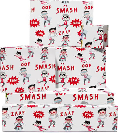 Jongens Inpakpapier - Geschenkverpakking Vellen - Verjaardag Cadeaus - Comics Superheld Thema - 6 Vellen