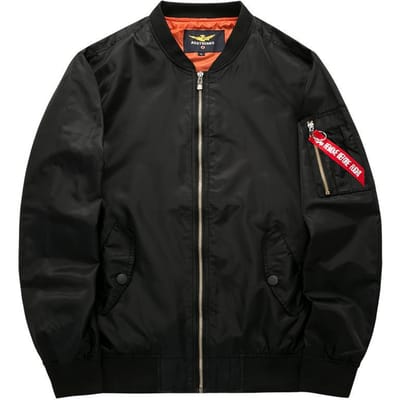 Lente en Herfst Grote Maat Heren Sport en Casual Opstaande Kraag Jas Piloot Heren Baseball Uniform M black