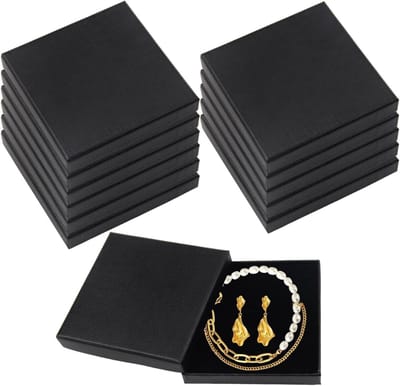 Elegante Sieradenboxen met Schuimvulling en Deksel voor Armbanden en Kettingen, 9 x 9 x 1,5 cm, Verpakt per 12 Stuks, Ideaal voor Cadeaus en Opslag