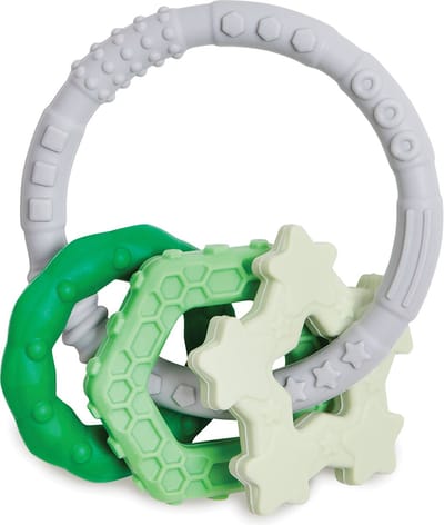 Bumkins - Silicone Teething Charms | Siliconen Baby Bijtring met Hangers - 100% Food-Safe, Premium LFGB Grade Silicone - Groen
