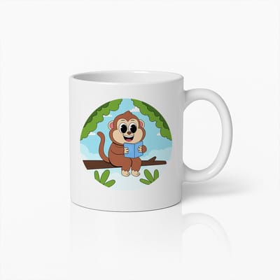 Lezende Aap Mok – Schattige Dierenbeker voor Boekenliefhebbers & Junglegekken