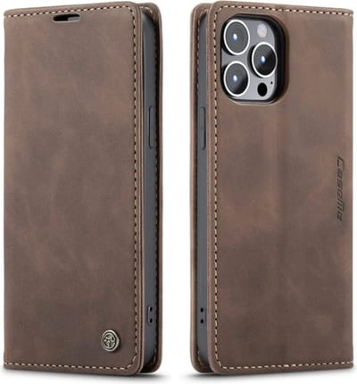 Telefoonhoes Geschikt voor: 13 Pro Max - CaseMe hoesje met pasjeshouder - Bookcase - DONKERBRUIN