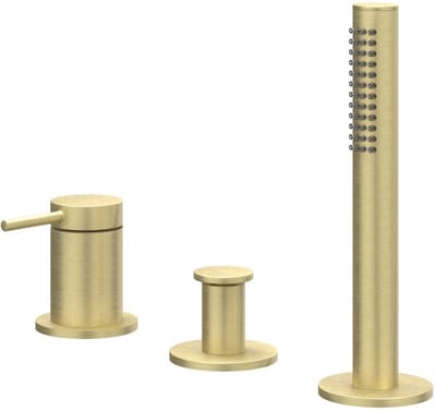 IVY Bond Badrandcombinatie 3-Gats Mengkraan met Uittrekbare Handdouche zonder Uitloop - Geborsteld Mat Goud PVD