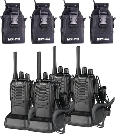 Current Components 88E - Portofoon 4 Stuks - Walkie Talkie - 5km Bereik - PMR 446 Mhz - Met LED Zaklamp - Inclusief 4 Holsters