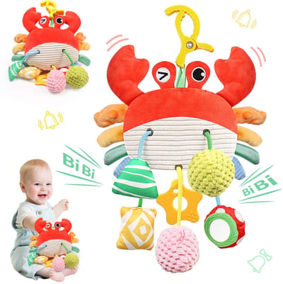 Namajunas - Montessori Speelgoed vanaf Baby 1 tot 4 jaar - Educatief speelgoed voor baby's - Kinderspeelgoed Onderweg - Baby Speelgoed 0-3-6-12 Maanden - Ophangbaar - Baby-bijtspeeltjes - Baby sensorisch speelgoed - Rammelaar - Kleine krab