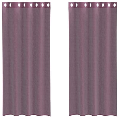 vidaXL - Gordijnen - voile - met - doorvoertules - 2 - st - 140x225 - cm - paars
