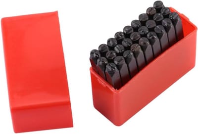 Letters Stempel Set - Metaal Gereedschap - Permanent Markeren - Gehard Koolstofstaal - 4 mm Stempel - Zwart & Rood