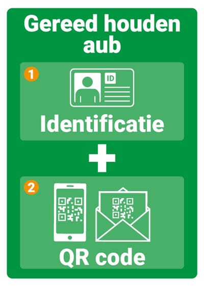 QR code + ID kaart gereed houden bord 148 x 210 mm