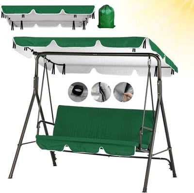 SnelShoppen - Swing Bank Dak Bedekking Vervangend Dak voor Schommel 210x145 cm 420D Oxford Waterdicht Groen UV-Bescherming