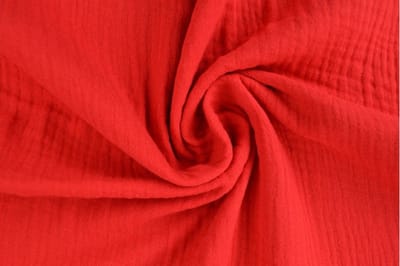 10 meter mousseline stof - Rood - 135cm breed