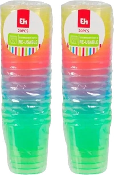 Excellent Houseware shotglas - 40x - kleuren - kunststof - 30 ml - herbruikbaar