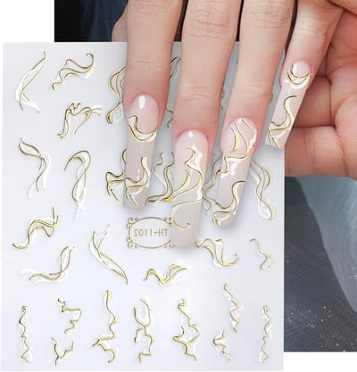Gouden Nagelstickers - Nageldecoratie Set - DIY Nagelkunst - Inclusief Pincet - 2 Vellen - Goud
