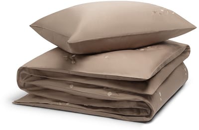 Yumeko dekbedovertrek katoensatijn warm taupe seashell 140x220 + 1/60x70 - Bio, eco & fairtrade