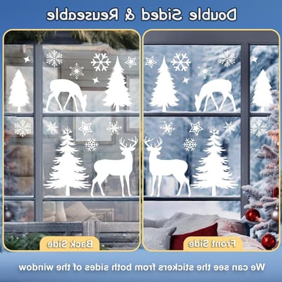Winterse Raamstickers met Sneeuwvlokken en IJspegels - Dubbelzijdige Static Adhesive PVC Stickers voor Kerstdecoratie (9 Vellen, 20 x 30 cm)