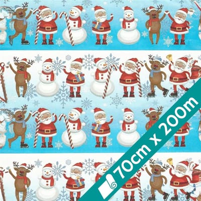 Kerstcadeaupapier Rol - Inpakpapier Feestelijk - Geschenken Inpakken - Royale Afmetingen - 70 cm x 200 m - Blauw Wit