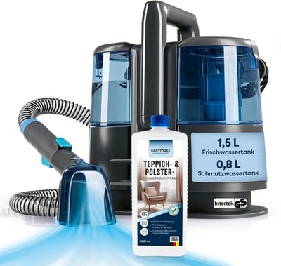 CLEANmaxx tapijtreiniger & bekledingsreiniger Pro Power | Vlekverwijderaar & EASYmaxx tapijtreinigingsmiddel | Waterzuiger & reinigingsmiddel voor waszuigers voor banken, auto’s, tapijten, bekleding enz. | Vlekverwijderaar