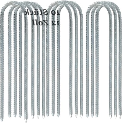 30 cm grondankers verzinkt - U-vormig - set van 10 - voor trampoline camping tenten luifels schommel
