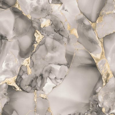 Exclusief luxe behang Profhome 790791-GU vliesbehang hardvinyl warmdruk in reliëf licht gestructureerd in marmerlook en metalen accenten grijs antraciet goud 5,33 m2