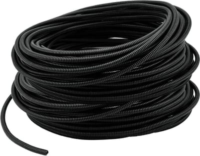 82Ft Golfvormige Draadbuis, 3/10 Inch Dikte, Flexibele Kabelbescherming en Slang voor Kabels, Zwart