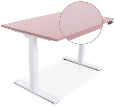 Lineaflex MRC PRO Zit-Sta Bureau – Elektrisch Verstelbaar – 120x80 cm – Blad Dusty Rose – Wit Frame – ARBO Norm NEN-EN 527 – Met memorybediening – 150 KG Draagvermogen – 130 cm Hoog