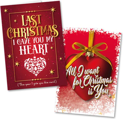 Muziekwenskaart - Combi Kerstkaarten met muziek Mariah Carey + Wham! - incl. envelop - 2 stuks