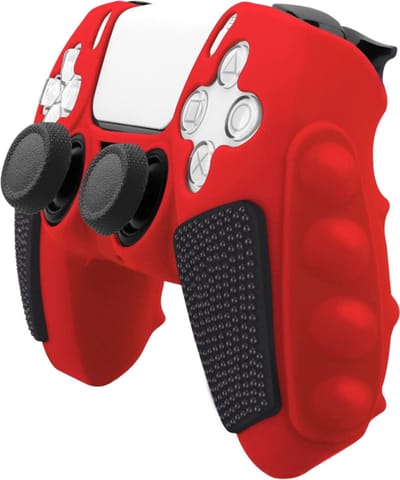 Grip Silicone Hoes / Skin geschikt voor Playstation 5 PS5 DualSense Controller - Zwart - Rood - V3