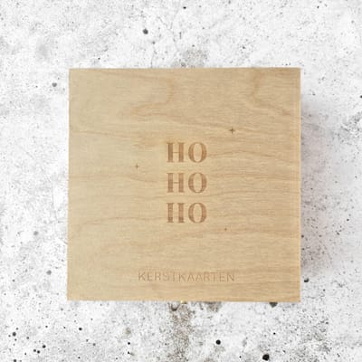 Houten bewaarkistje - geschenkkistje - Kerstpakket - Kerstkaarten bewaren - Ho ho ho