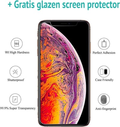 ShieldCase Anti Shock Case Geschikt Voor Apple iPhone X / Xs - hoesje - Doorzichtig hoesje met verstevigde zwarte randen - Optimale bescherming - Transparant / Zwart inclusief screenprotector (Tempered Glass)