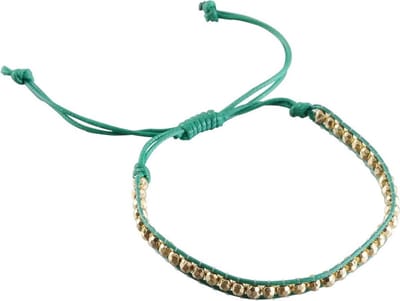 Behave - Verstelbaar Koord Armbandje - Groen met Goudkleurige Kraaltjes