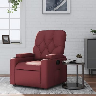 Relaxstoel Kunstleer - Comfortabele Stoel - Ontspannen TV Kijken - Handmatige Ligfunctie - 74 x 865 x 935 cm - Wijnrood