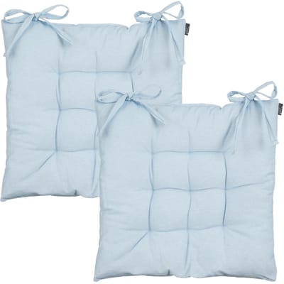 Mica Decorations stoelkussen Paddy matras - 2x - lichtblauw - 46 x 46 x 7 cm - touwtjes sluiting - binnen/buiten