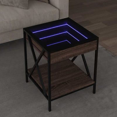vidaXL - Salontafel - met - Infinity - LED - 40x40x49 - cm - bruin - eikenkleurig