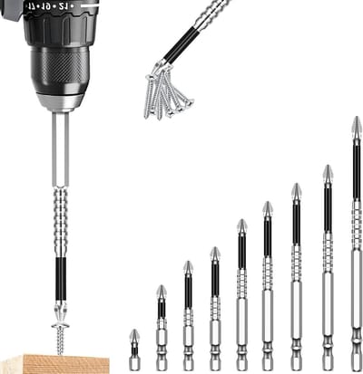 Set van 9 Hoogwaardige Magnetische Schroevendraaier Bits, Precisie Phillips Bits, Duurzaam en Antislip voor Elektrisch Gereedschap en Precisiewerk