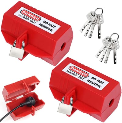 Dailygoods - Plug Lock voor Wasmachine - Veiligheidsplug - Hoogwaardige kunststof - Rood met slot - Ideaal voor stroomkabels - Geschikt voor huishoude...