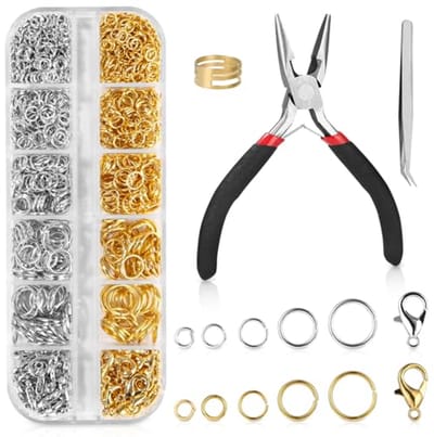 Bixury 1443 Stuks Springringen,Goud en zilver Splitringen Ringetjes Jump Ringen Splitringen met Springringtang Open Springring en Opbergkist 4 5 6 8 10mm voor Ketting Armband DIY Sieraden Maken