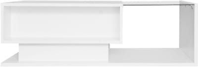 Hoogglans salontafel 100x50x32 cm - met glazen blad en laden, met 1 lade, met LED-verlichting, wit