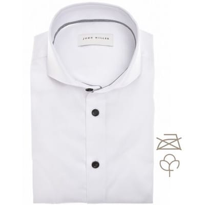 John Miller Overhemd Solid Color Contrast Details Non-Iron Cotton Wit-Lichtgrijs / male