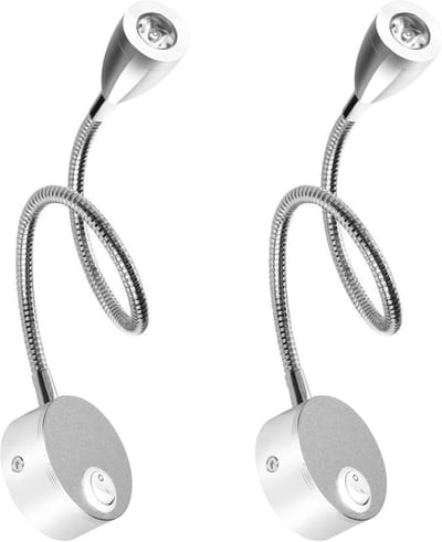 Bedlampjes Hoofdbord - Dubbele Leeslampjes - Bedlamp Slaapkamer Volwassenen - Zilver